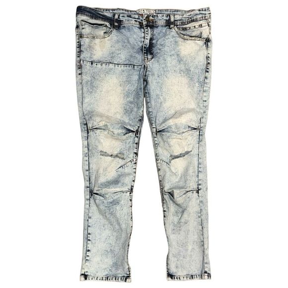 Genuine  Authentic distressed Blue Jeans size 38 x 30 - Picture 3 of 7